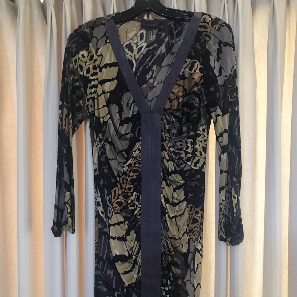 HALE BOB 100% silk ruched front dress